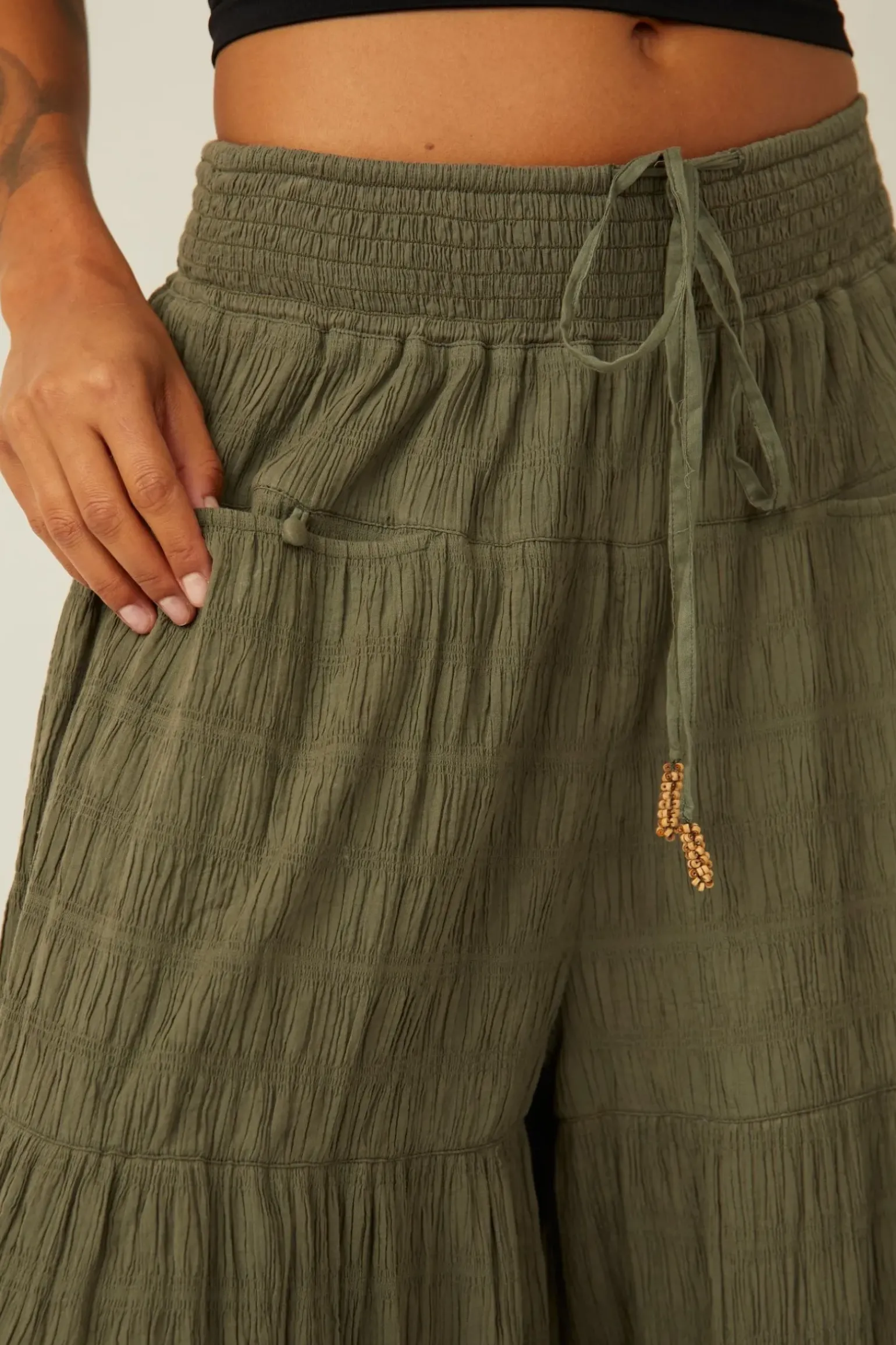 Free People In Paradise Wide Leg Pant - Dried Basil