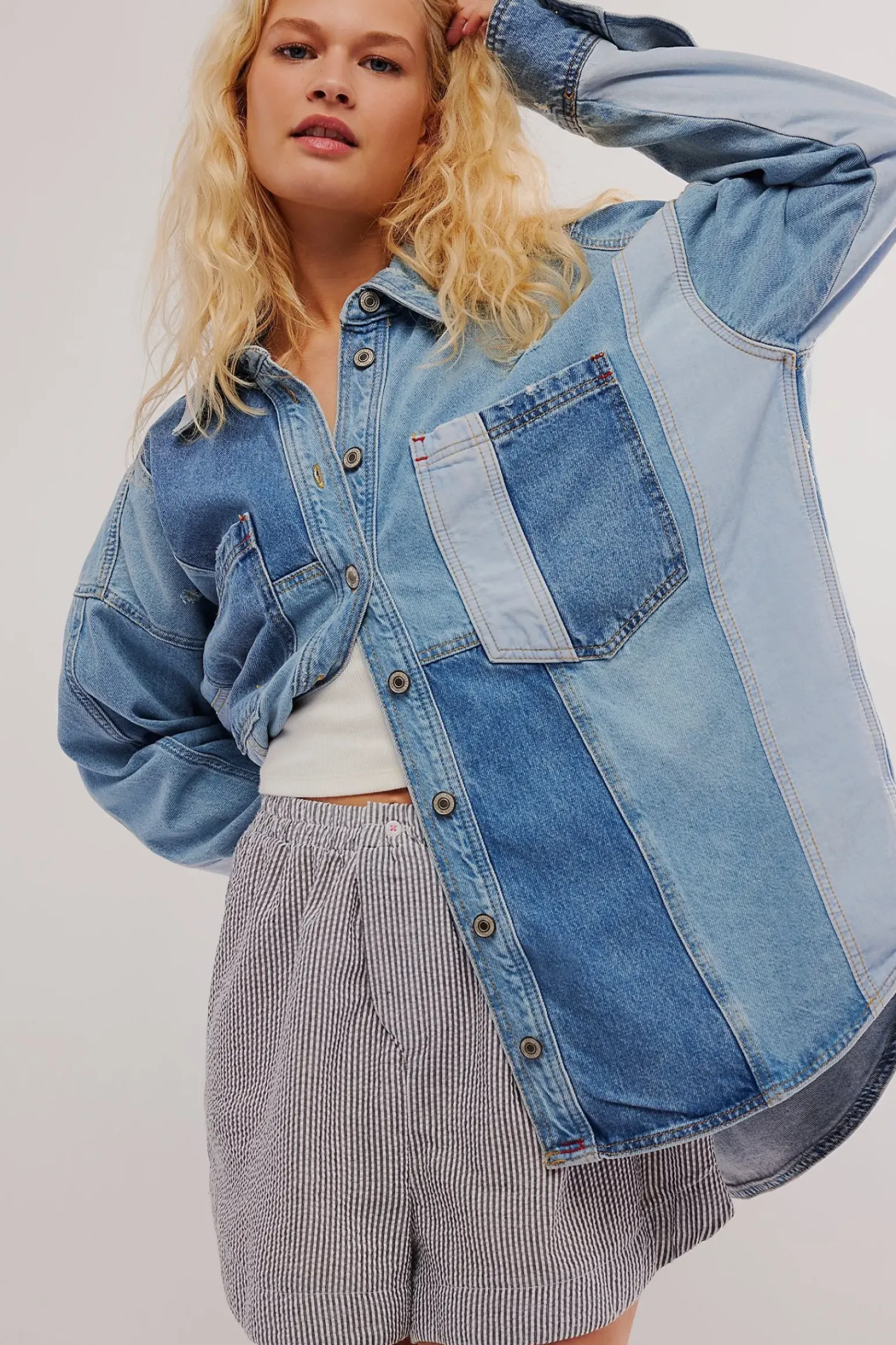 Free People Mountain Roads Shirt - Indigo Mixed