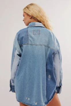 Free People Mountain Roads Shirt - Indigo Mixed