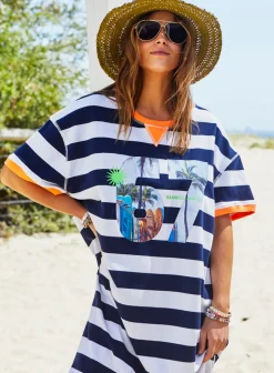 Hammill & Co Beach Sweat Dress - Navy/White Stripe