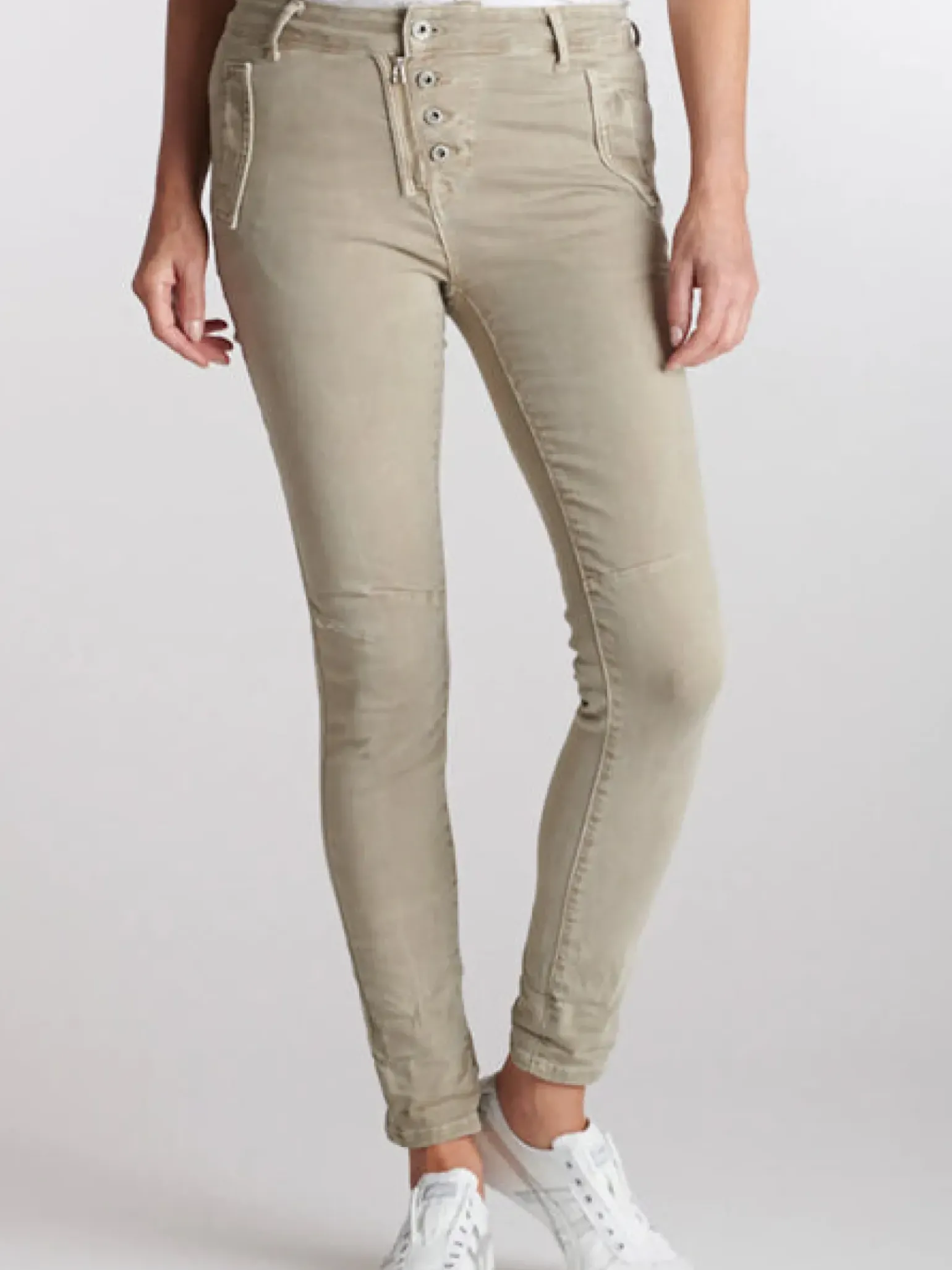 Italian Star Button Jean - Beige
