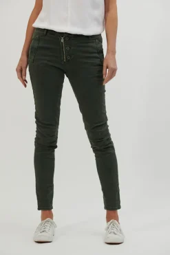 Italian Star Button Jean - Military