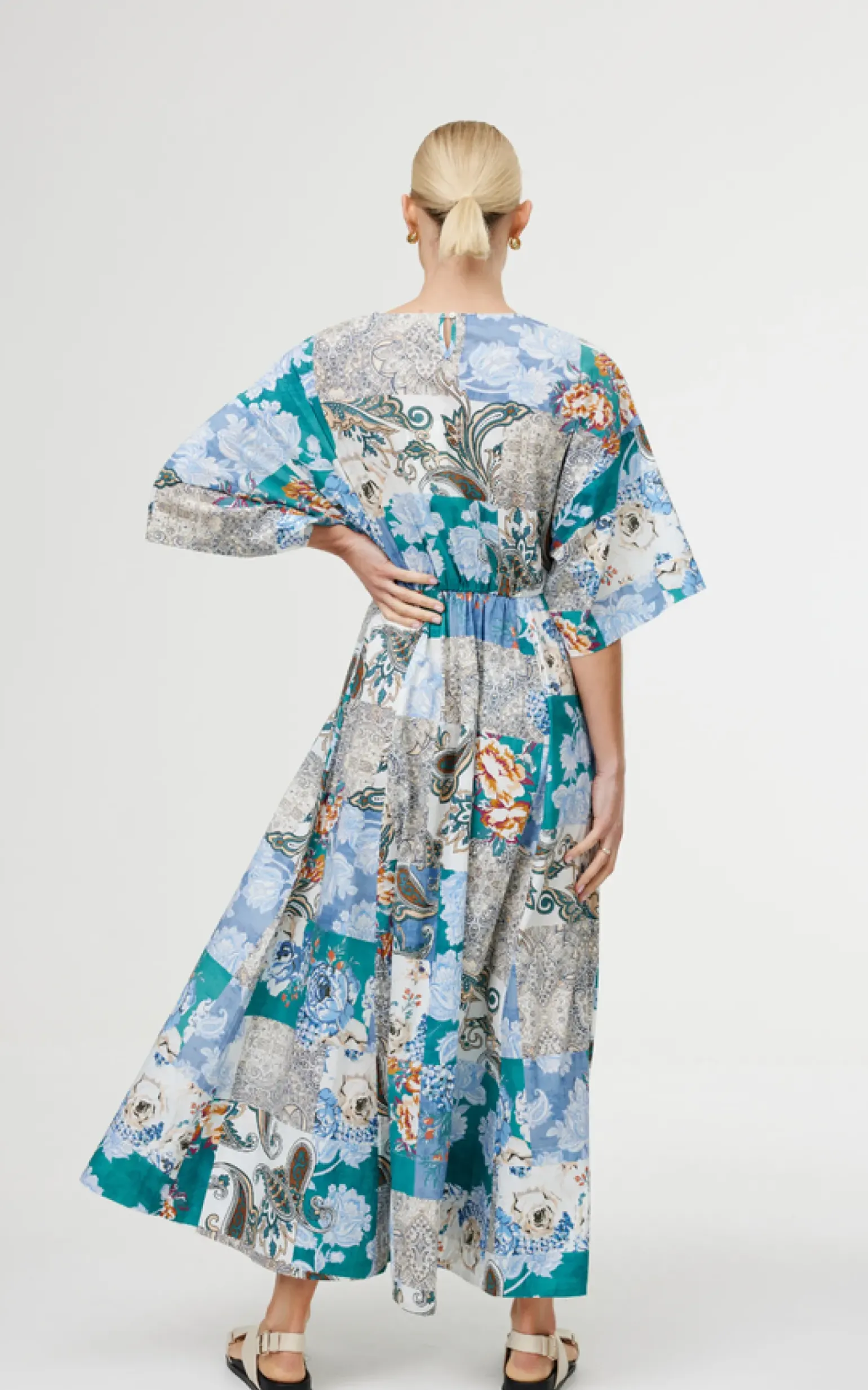 Kinney Ellis Dress - Cyan Patchwork