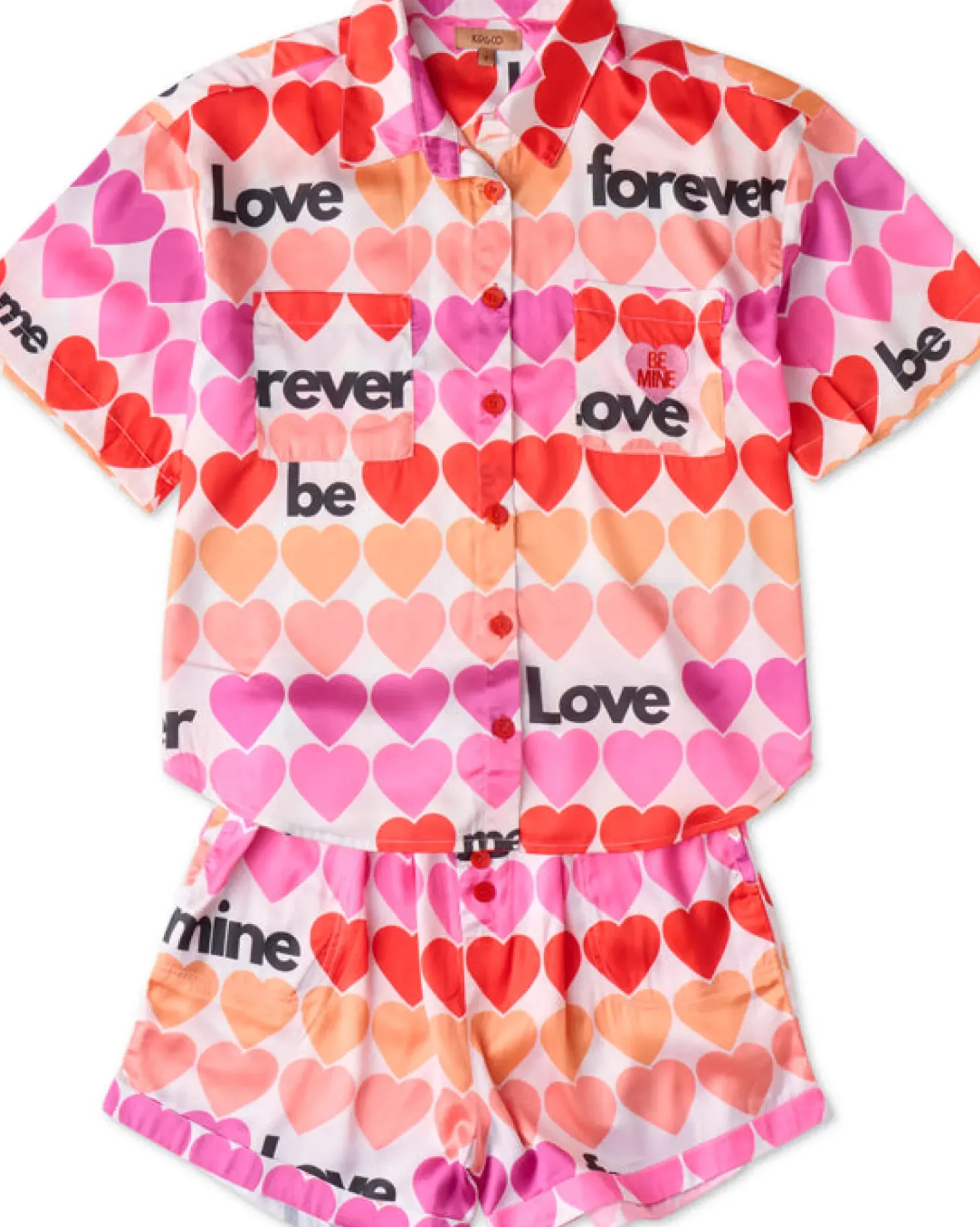 Kip & Co - Forever Satin Short Sleeve Shirt & Short PJ Set