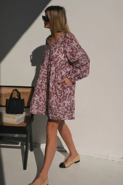 Lunar Fox Stevie Linen Dress - Sangria