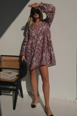 Lunar Fox Stevie Linen Dress - Sangria
