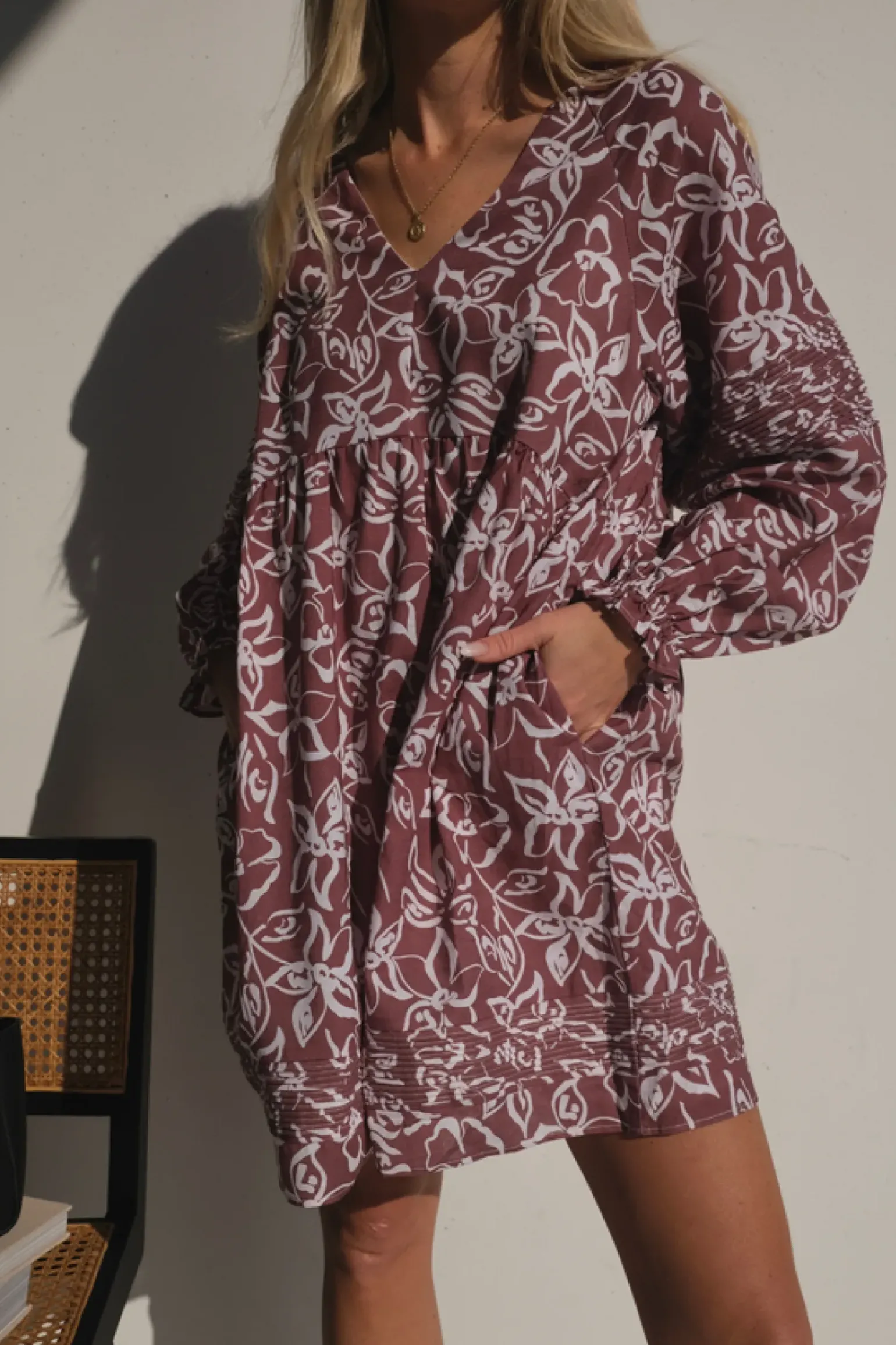 Lunar Fox Stevie Linen Dress - Sangria