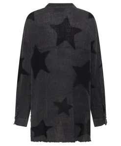 One Teaspoon Black Star Muslin Longline Shirt - Charcoal