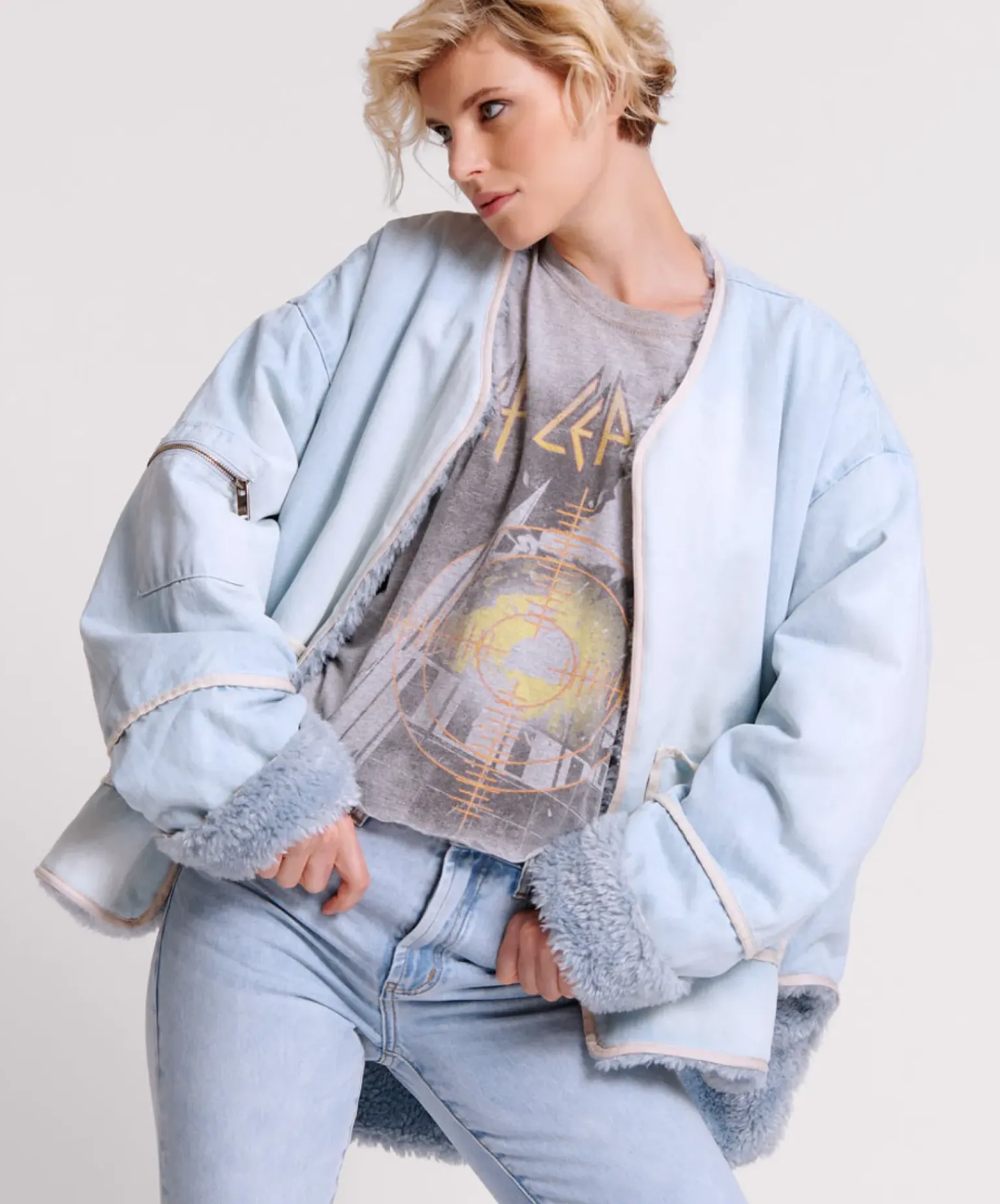 One Teaspoon Blue Space Teddy Throwover Denim Jacket