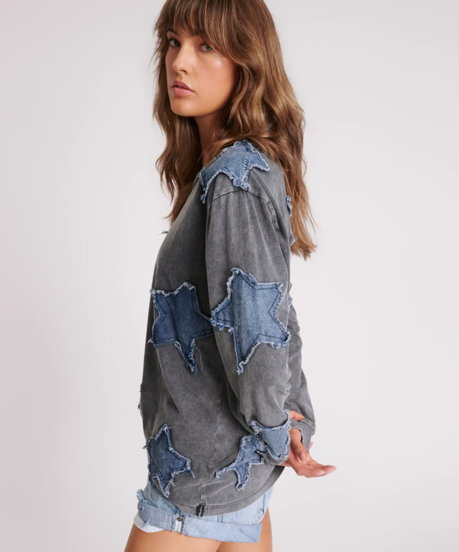 One Teaspoon Denim Star Boyfriend Longsleeve Tee - Black Acid