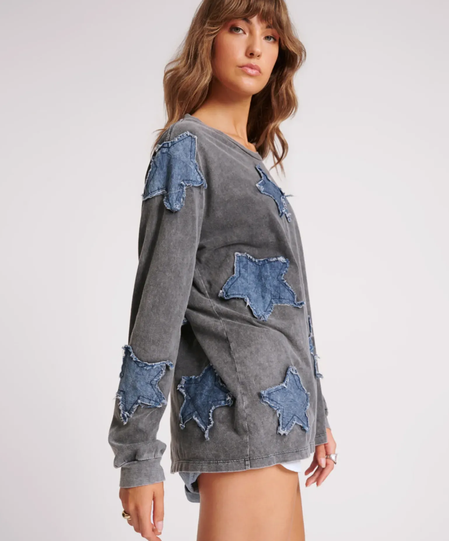 One Teaspoon Denim Star Boyfriend Longsleeve Tee - Black Acid