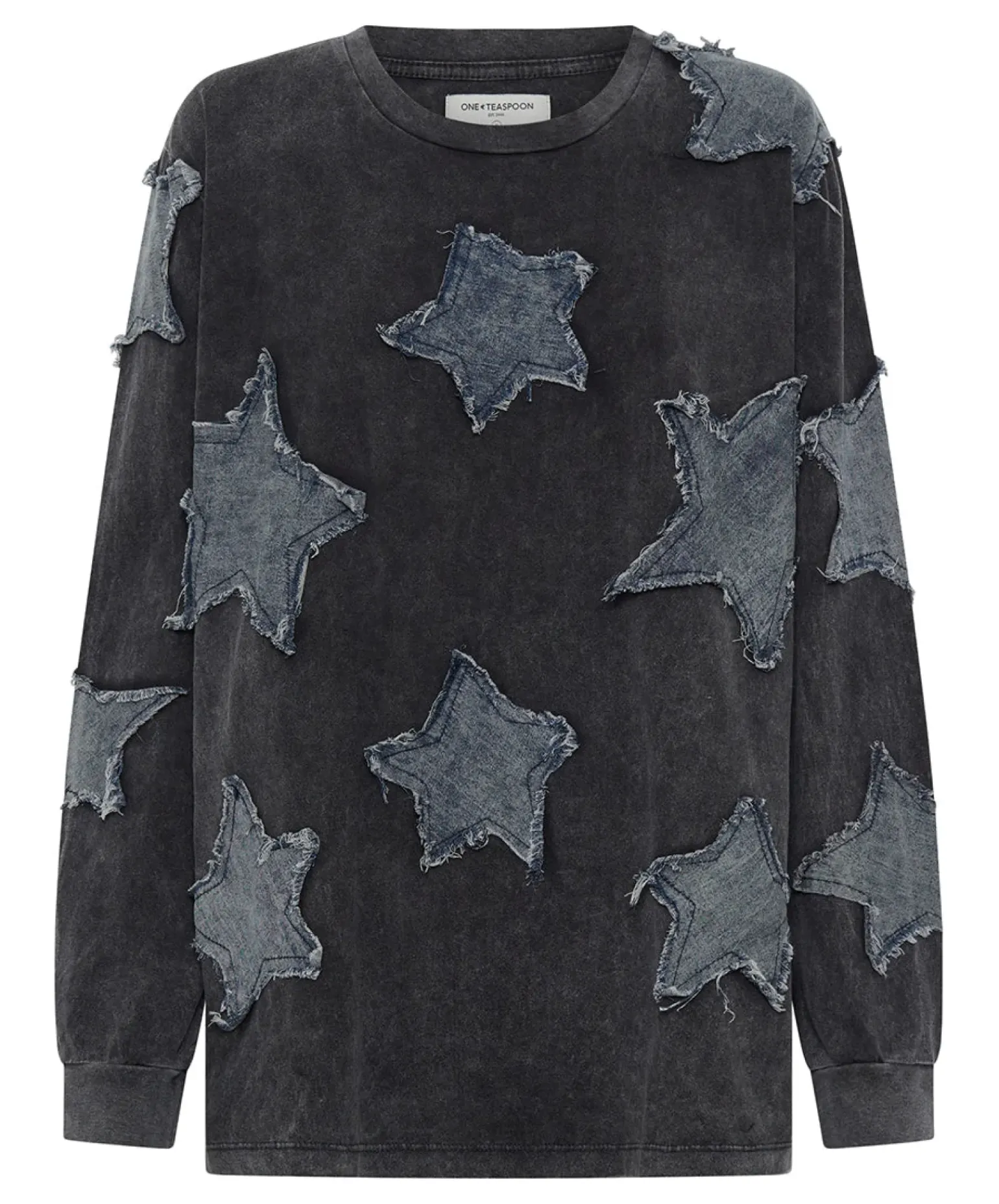 One Teaspoon Denim Star Boyfriend Longsleeve Tee - Black Acid