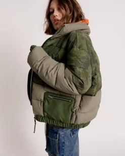One Teaspoon Dirtee Love Camo Puffa Jacket - Khaki