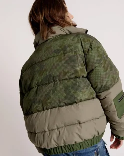 One Teaspoon Dirtee Love Camo Puffa Jacket - Khaki
