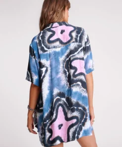 One Teaspoon Hand Painted Floral Short Sleeve Shirt - Multi