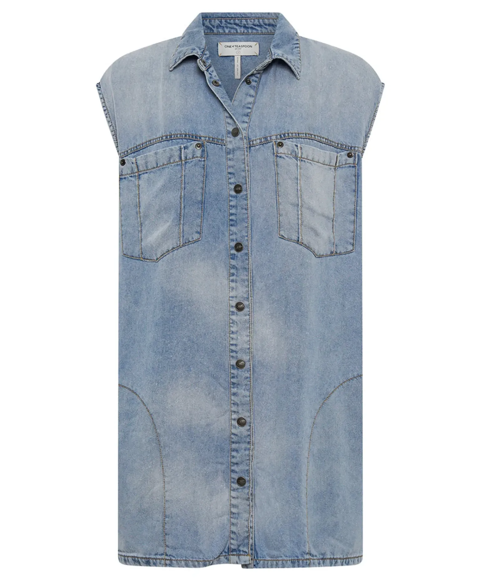 One Teaspoon Tencel Shirt Dress - Soft Blue