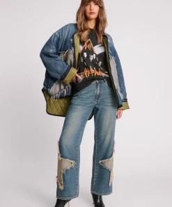 One Teaspoon Wadded Jacket - Memphis Light Star Denim
