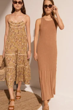Pol Maui Ribbed Tanbk Dress- Toffee