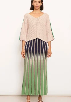 Pol Xander Crochet Tee - Pebble/Ink/Green