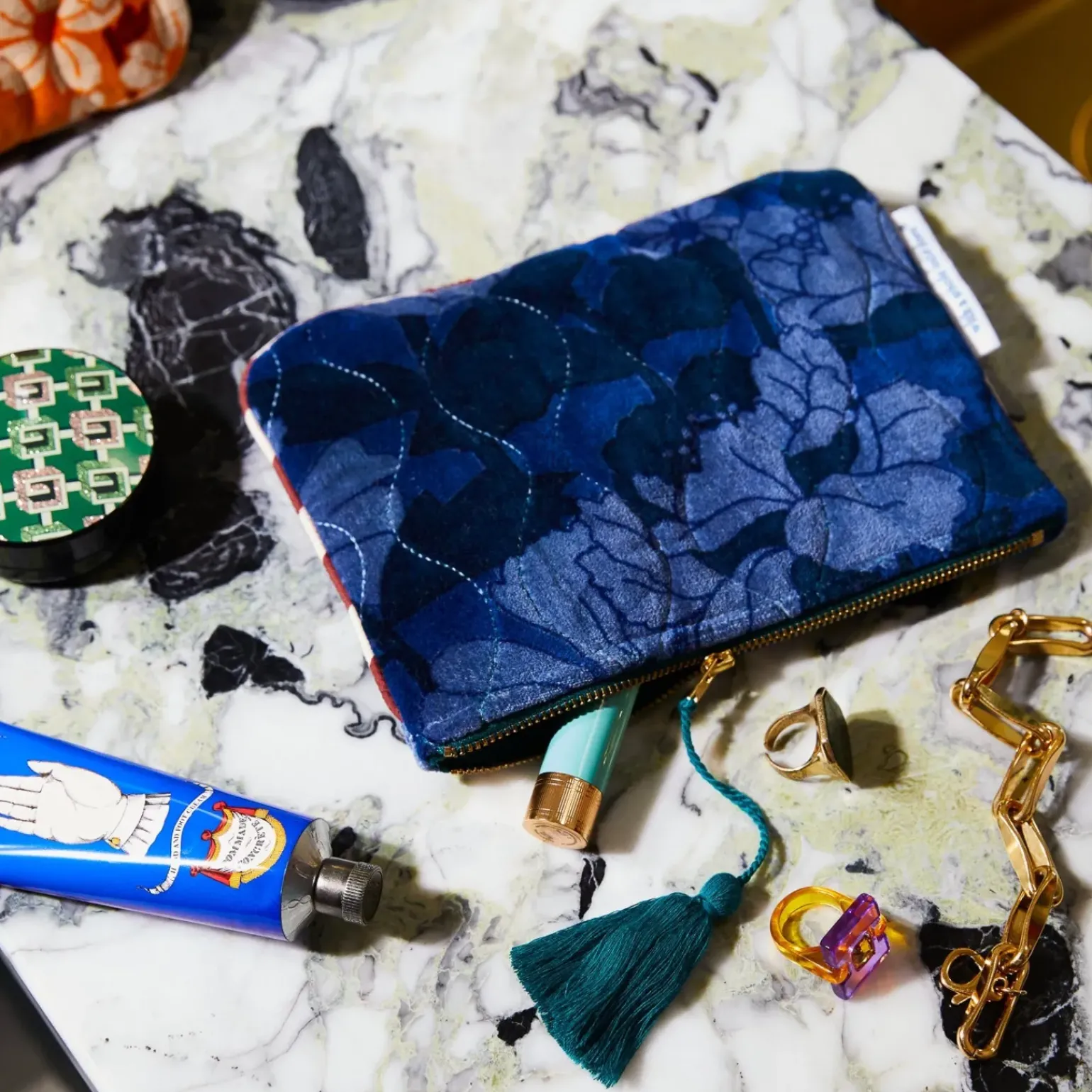 Sage & Clare Bernanda Velvet Pouch - Lapis