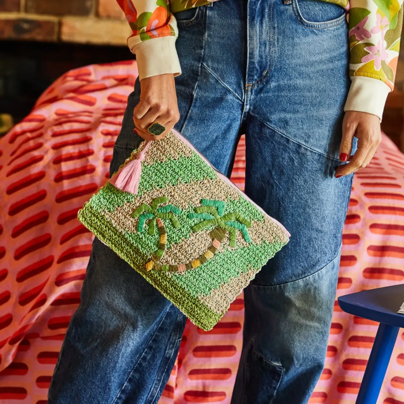 Sage & Clare San Carlos Raffia Clutch