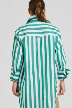 Shirty Andrea Oversized Boyfriend Shirt- Green Stripe