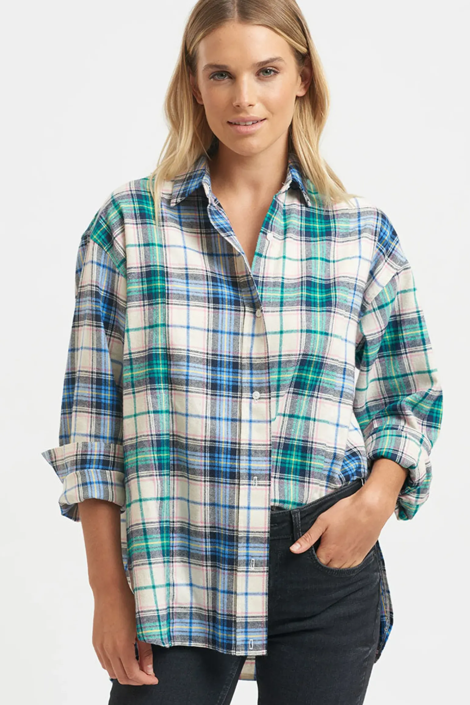 Shirty The Classic Flannel Shirt - Blue Green Combo