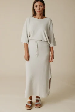 Talamaya Retreat Cotton Twist Skirt - Silver & White