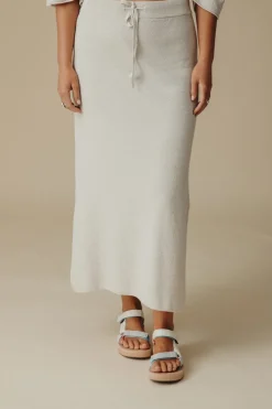 Talamaya Retreat Cotton Twist Skirt - Silver & White