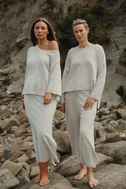 Talamaya Retreat Cotton Twist Skirt - Silver & White