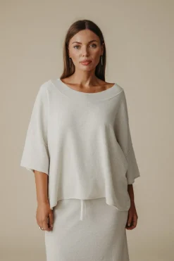 Talamaya Retreat Cotton Twist Tee Pullover - Silver & Salt
