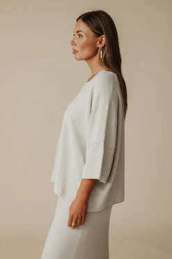 Talamaya Retreat Cotton Twist Tee Pullover - Silver & Salt