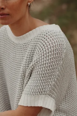 Talamaya Sunray Rib Crop Pullover - White