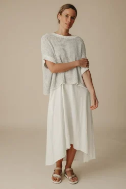 Talamaya Sunray Rib Crop Pullover - White