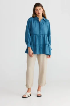 The Shanty Mia Top - Blue Steel
