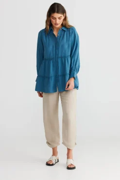 The Shanty Mia Top - Blue Steel