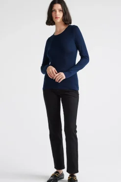 Toorallie Crew Merino Tee - Navy