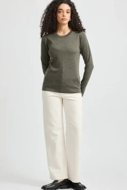 Toorallie Fine Merino Crew - Bay Leaf