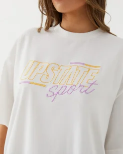 Upstate Hustle Tee- White Bars