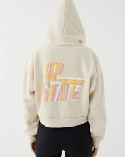 Upstate Zip Through Cropped Hoodie- Chalk Multi
