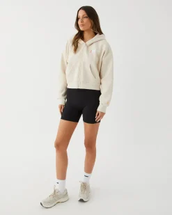 Upstate Zip Through Cropped Hoodie- Chalk Multi