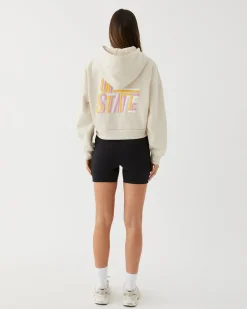 Upstate Zip Through Cropped Hoodie- Chalk Multi