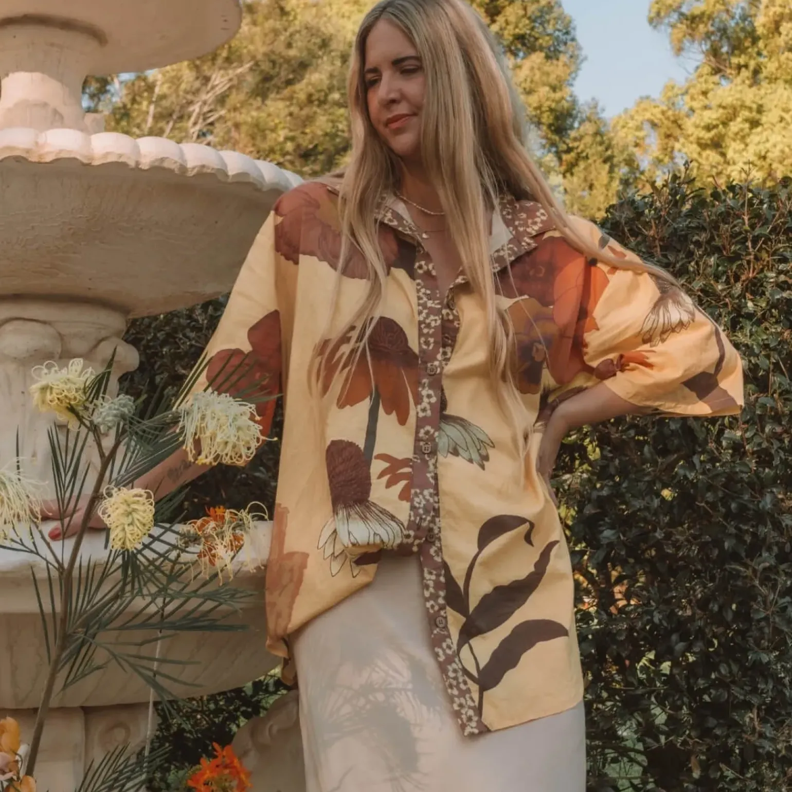 Wandering Folk Glades Over Swim Shirt - Chamomile